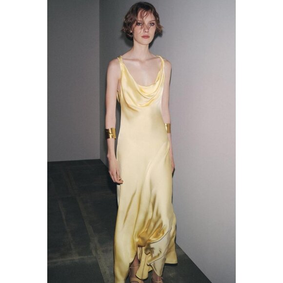 ZARA ZW COLLECTION SATIN LONG DRESS - Picture 2 of 10